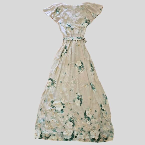 Show Me Your Mumu Audrey Maxi Dress Women's Size XS Tan Floral Boho Wedding Gown - Picture 3 of 14